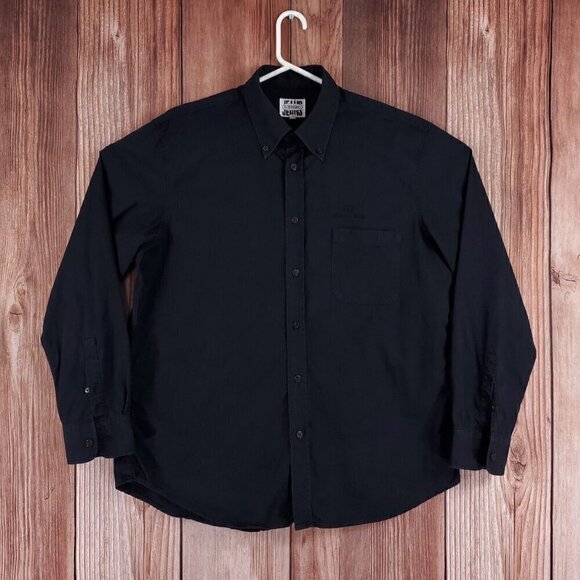 *FLAW* Vtg Iceberg IB Jeans Mens Size XXL 2XL Black LS Button Down Shirt Italy - Picture 1 of 11